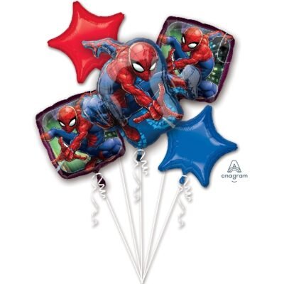 Ramo de Globos Metalizados de Spiderman (5 globos)