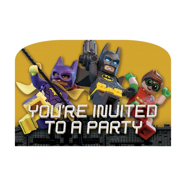 1 Pack de 8 Invitaciones para fiestas Lego Batman
