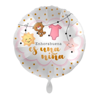 Globo foil «Enhorabuena, es una niña» 43 cm