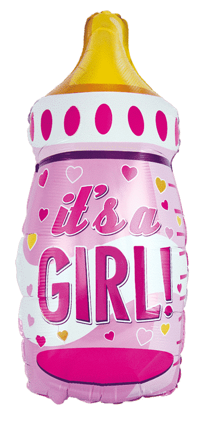 Globo foil biberón «It's a Girl!» rosa 80 cm