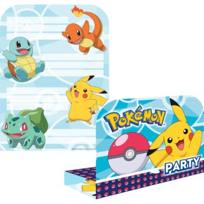 1 Pack de 8 Invitaciones Pokemon