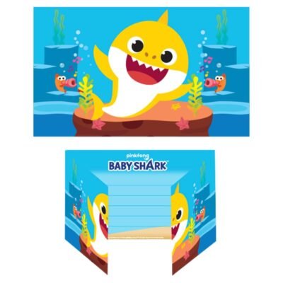 1 Pack de 8 Invitaciones y Sobres Baby Shark