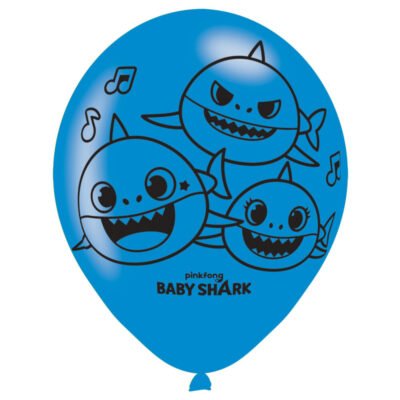 Globos Látex Impresos 27cm Baby Shark (6 uds.)
