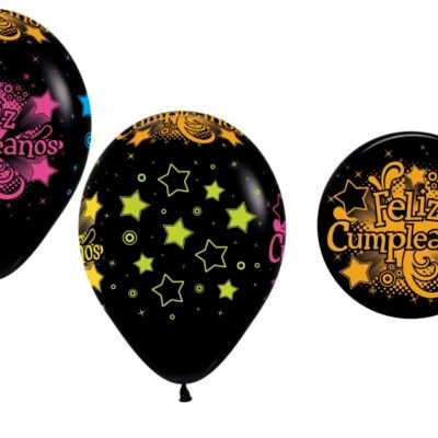 Globos Neon R12/30cm Ø: Látex Sempertex Neon Feliz Cumpleaños (10 uds.)