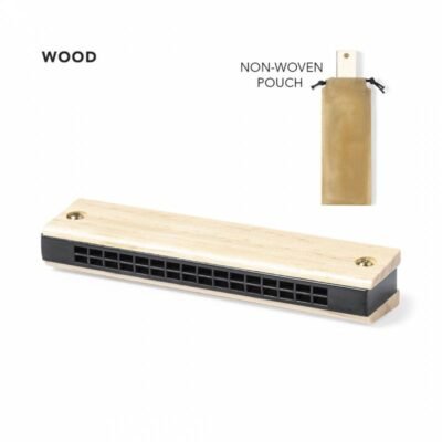 Armónica de madera con funda