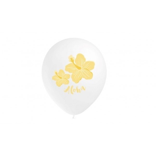 Globos 30cm Ø.: Aloha amarillo (8 uds.)