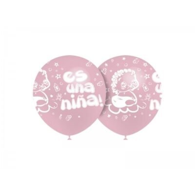 Globos «Es una niña» rosa 30 cm (8 uds.)