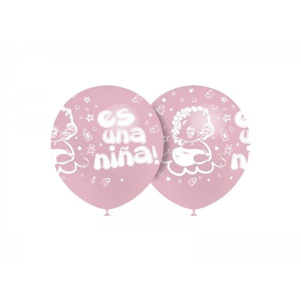 Globos «Es una niña» rosa 30 cm (8 uds.)