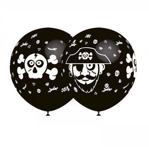 Globos 30cm Ø Negro: Piratas (8 uds.)