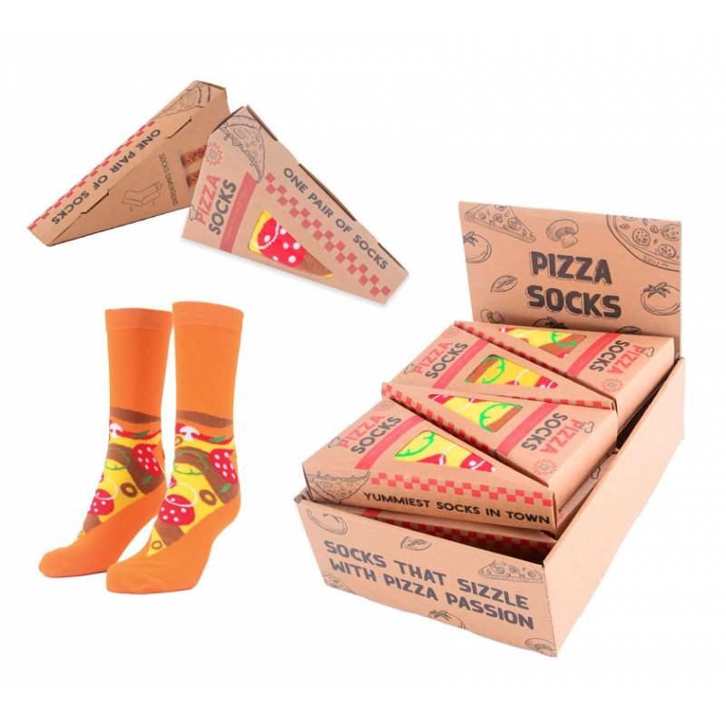 Calcetines de pizza en caja regalo