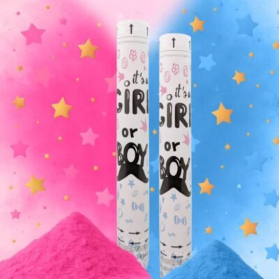 Pack 2 cañones de confeti revelación de sexo (rosa y azul)