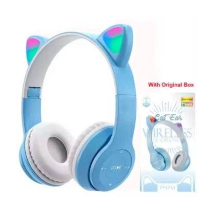 Cascos inalámbricos con orejas azules