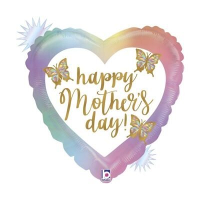 Globo Corazón "Happy Mother's Day" mariposas de 45cm