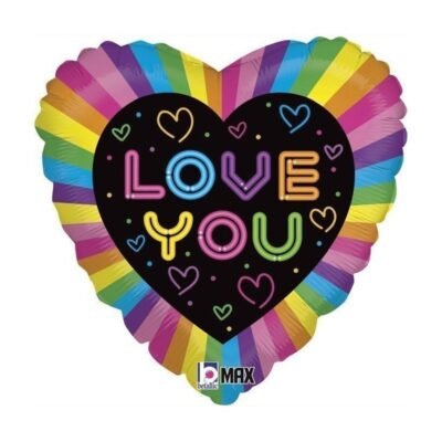 Globo Corazón "Love You" Neón de 45cm