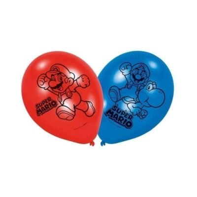 Globos látex Super Mario Bros (6 uds.)