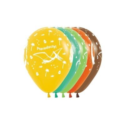 Globos Serigrafiado Dinosaurios De 30 cm aprox Colores surtidos (12 ud)