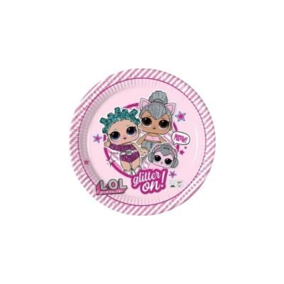 Platos Lol Surprise Glitter on Eco biodegradables de 23 cm (8 uds.)