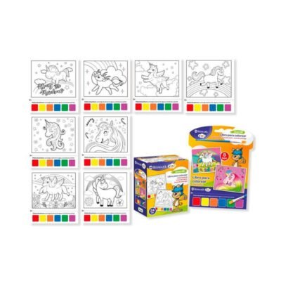 Libro para colorear con acuarelas y pincel