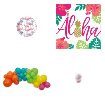 Pack Fiesta Hawaiana y piscina · 12 niños