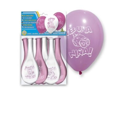 Set 10 globos «Es una niña»