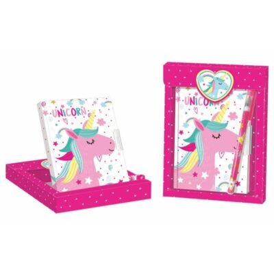 Diario secreto con bolígrafo de unicornio